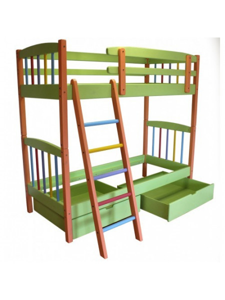 Дитяче двоярусне ліжко-трансформер Райдужне